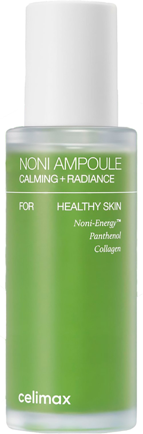 Grüne Flasche mit weißem Deckel, fördert ruhige und strahlende Haut, enthält Panthenol und Collagen, von Celimax.