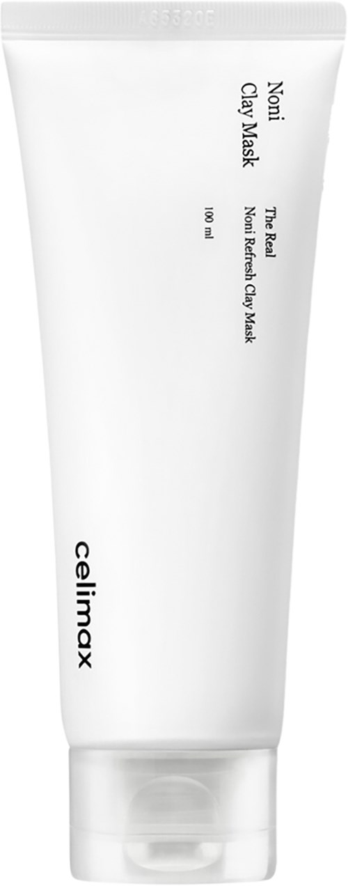 Ein weißer Tuben mit Tonmaske von Celimax mit schwarzem Text, inklusive Produktname und Marke. Die Tube steht senkrecht.