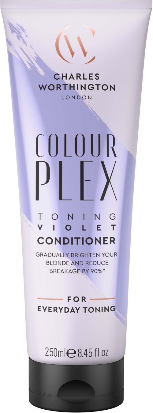 Een tube Charles Worthington Colour Plex Violet Conditioner voor dagelijks haar toning, 250 ml.