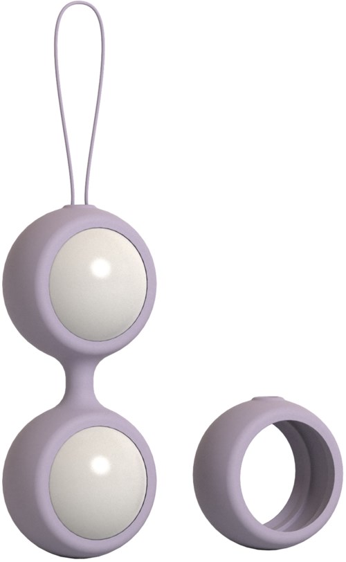 Een klein, ronde apparaat met twee lampen, een bandje en een losse ring, waarschijnlijk een draagbare lamp of Lantaarn.