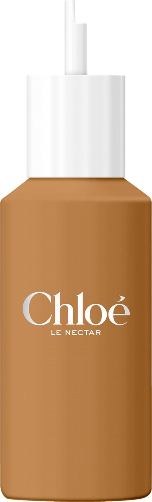 Chloé Le Nectar parfymflaska med vit lock och brunt etikett. Logotext synlig på framsidan.