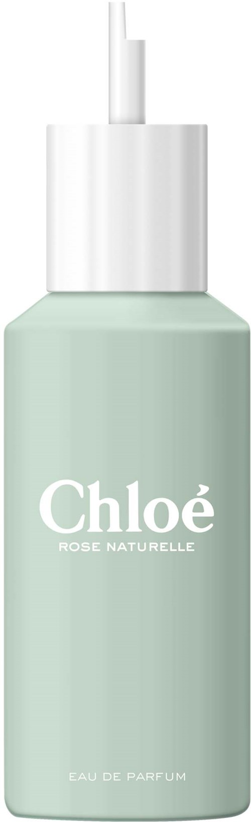 Een lichtgroene parfumfles met witte spraydop en de tekst 'Chloé'.