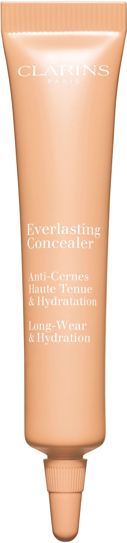 Beige ripsu Clarins Everlasting Concealer, jossa terävä aplikaattorivarsi.