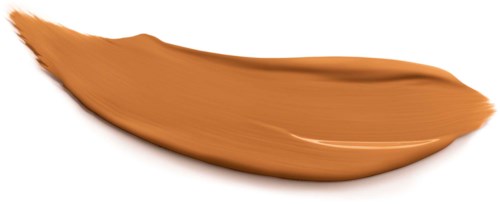 Ruskea meikkivoide tai maali valkoisella taustalla.