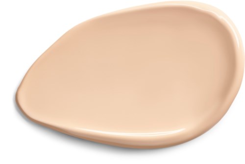 En beige, oval formad skål med slät yta och upphöjda kanter.
