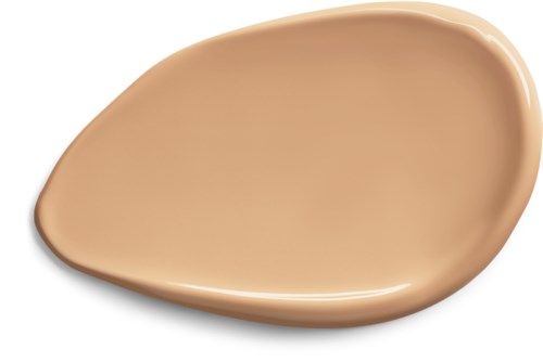 En beige, tårformad tallrik med slät yta och rundade kanter.