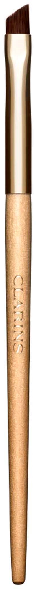 Make-up kwast met een bruine handvat en gouden metalen deel, gebruikt voor oogschaduw of make-up aanbrengen.