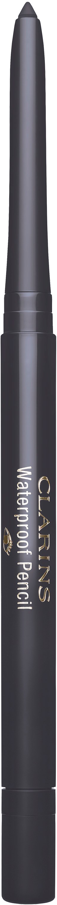 Een zwarte wenkbrauwpotlood met gouden letters, lang en slank, bedoeld voor make-up.