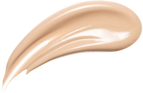 A beige, creamy texture spread in a curved streak with a shiny appearance.
