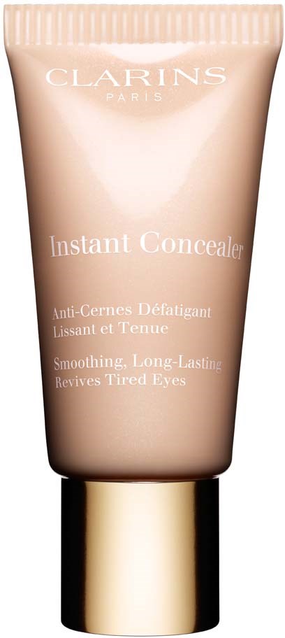 A beige tube of Clarins Instant Concealer for smoothing and long-lasting coverage for tired eyes.