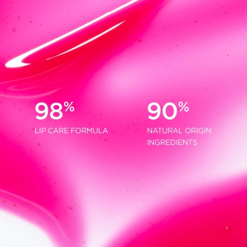Lip care product with 98% natural ingredients and 90% natural origin ingredients.