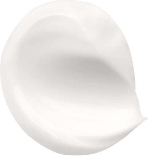 Een kleine, witte, ronde zeep met een lichte kromming en glanzend oppervlak.