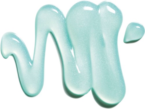A light blue, glossy, swirled line with a small separate section on the right.