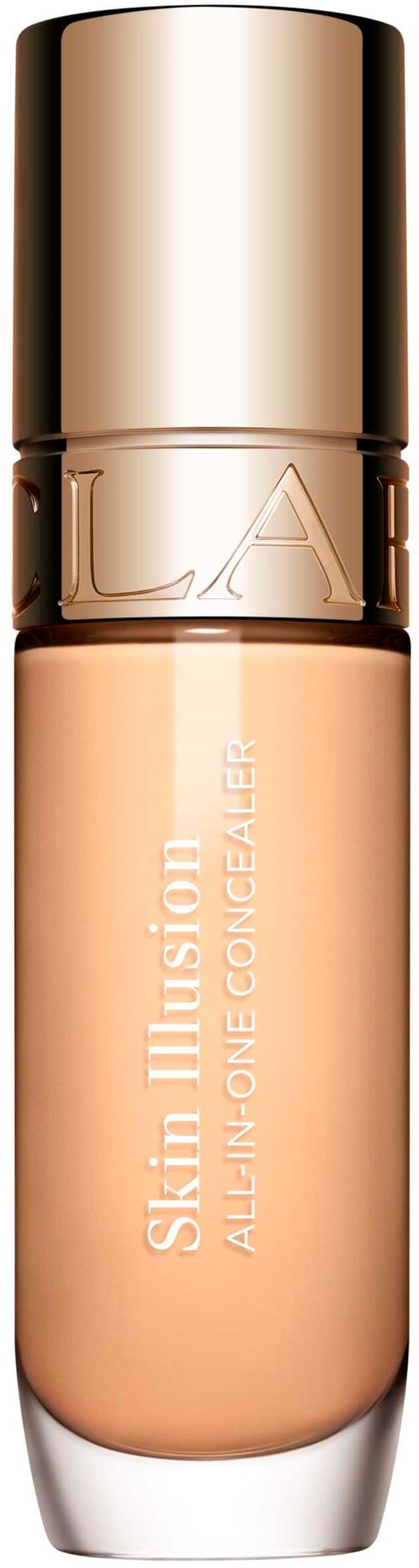 A beige bottle of LA Girl Skin Illusion All-in-One Concealer with a shiny gold cap.
