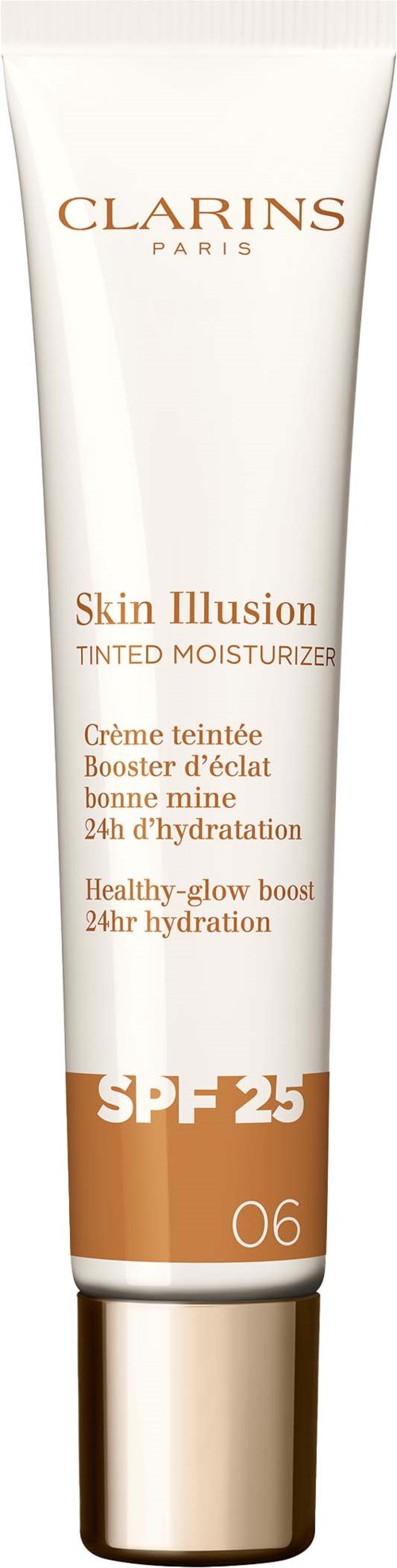 Clarins Skin Illusion värjätty kosteusvoide, SPF 25, terveellisen hehkun tehostaja, 24 tunnin kosteutus.