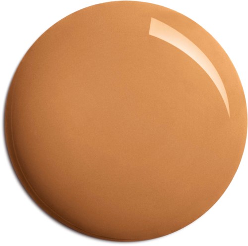 A brown round cosmetic product with a shiny surface and smooth texture.