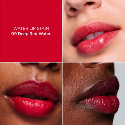 Close-up of lips in different skin tones showing various red lip colors.