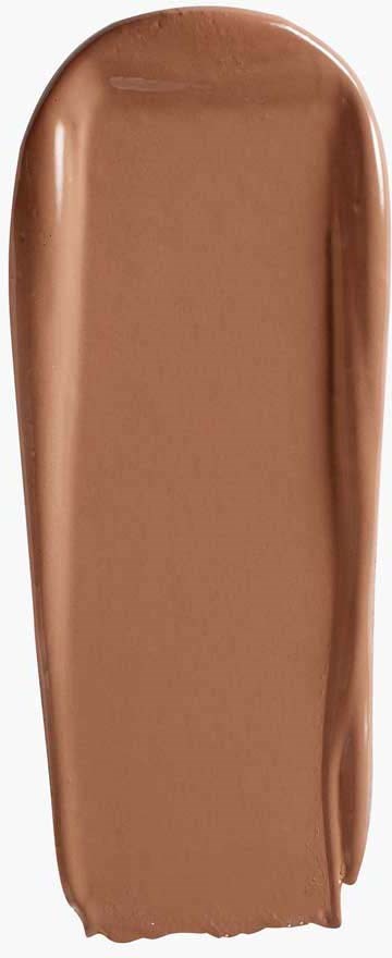 Een nette, chocoladekleurige staal met soepele, afgeronde randen en een glanzende afwerking.