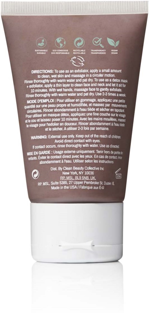 Een bruine tube met witte dop, bevat huidverzorgings- of cosmeticaproduct met instructies en pictogrammen.