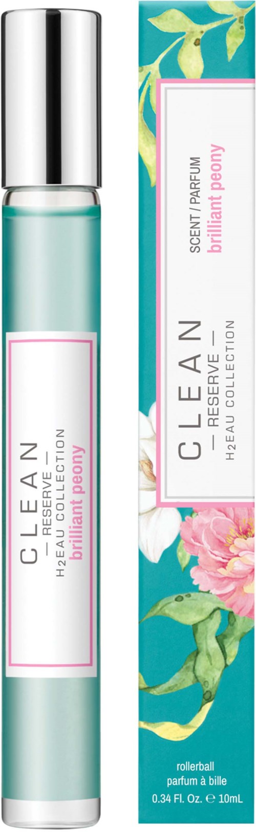 Een parfumrollerfles met bloemontwerp en lichtblauwe parfum.