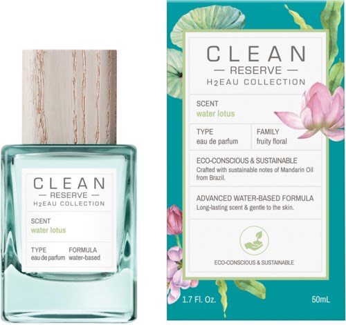 Een waterlelie-geurende parfumfles met natuurlijke bloemverpakking en milieuvriendelijke noten.