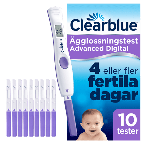 Ein digitaler Schwangerschaftstest mit zehn Tests und einer Box, die fruchtbare Tage erkennt.