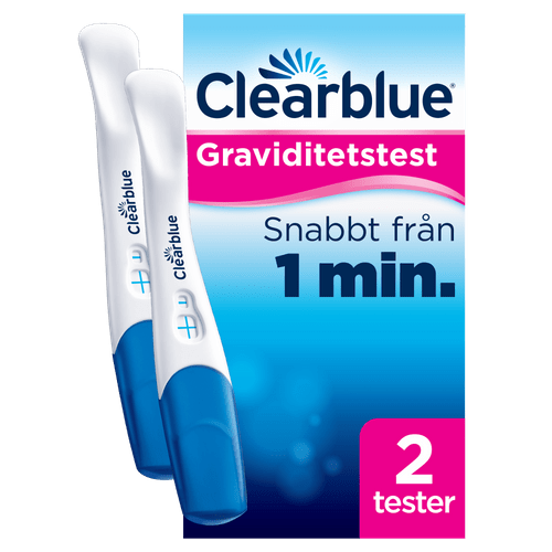 Clearblue Schwangerschaftstest mit zwei Tests, schnelle Ergebnisse in 1 Minute.
