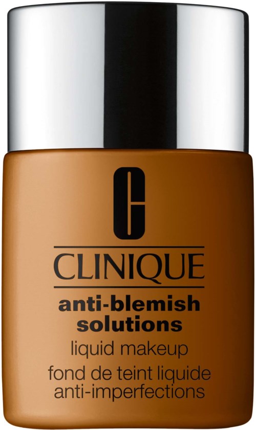 CClean Clinique anti-blemish liquid makeup in a beige bottle with a silver cap.