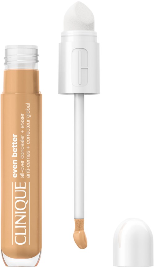 A beige liquid concealer with a white cap and a wand applicator. The product is from Clinique and is called 'Even Better'.