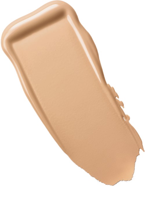 En beige flytande foundation prov med en slät, krämig textur och rundade kanter.