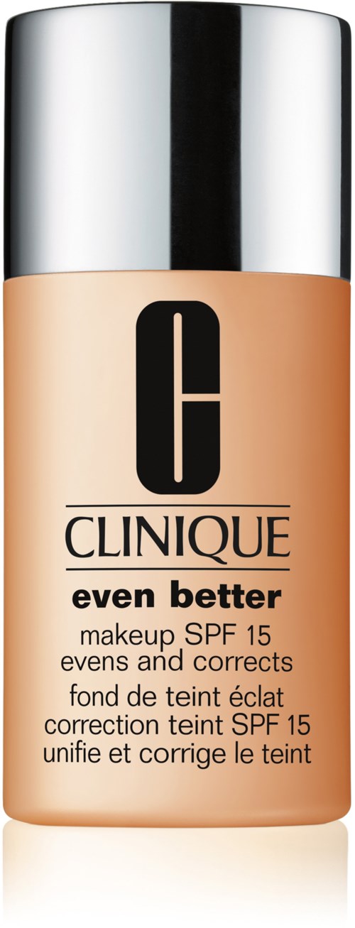 En beige flaska med silverlock, märkt Clinique 'Even Better' foundation med SPF 15 för kväll och korrigering av huden.