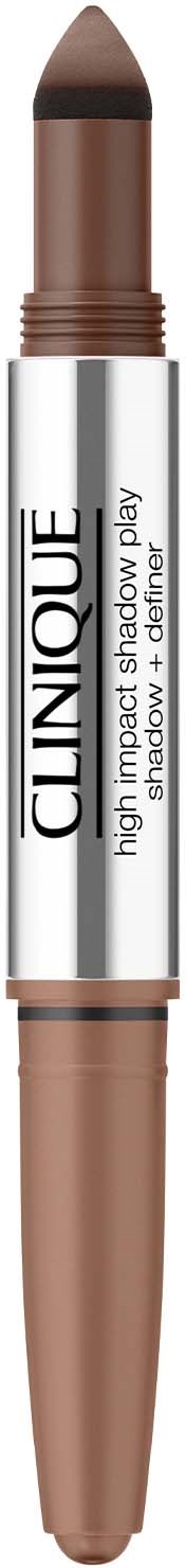 A Clinique high-impact shadow and liner in a brown shade with a dual-ended design.