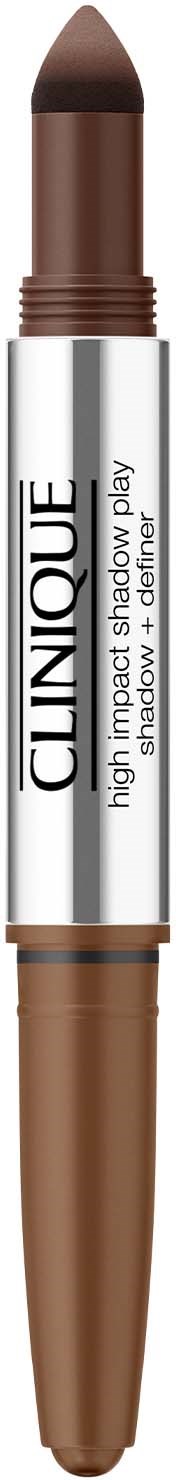 A brown Clinique makeup product with a white label and a brown cap, shaped like a pen.