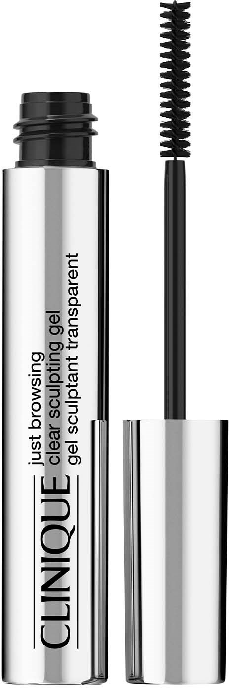 Clinique transparante wenbalsem in een zilveren tube met een zwarte mascara.