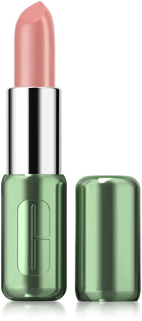 Lipstick met lichtroze kleur en groene houder, kap ervan af.