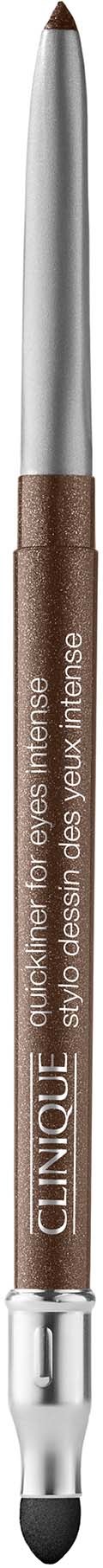 A brown eye shadow brush with a silver handle and white text, designed for eye makeup application.