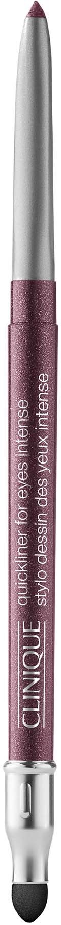 A pink eyeliner pencil with a silver tip and a clear cap, labeled Clinique Lash Power Feathering Liquid Eyeliner.