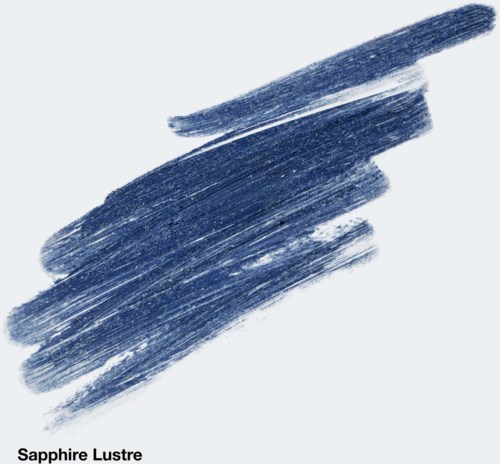 Blue eyeshadow swatch labeled Sapphire Lustre on a light background.
