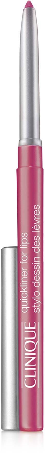 Een roze en zilveren pen met Clinique logo, lijkt op een cosmetisch product of applicator.