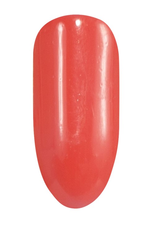 Ein rotes, ovalförmiges Objekt mit glänzender Oberfläche, ähnlich einer Kapsel oder Pille.