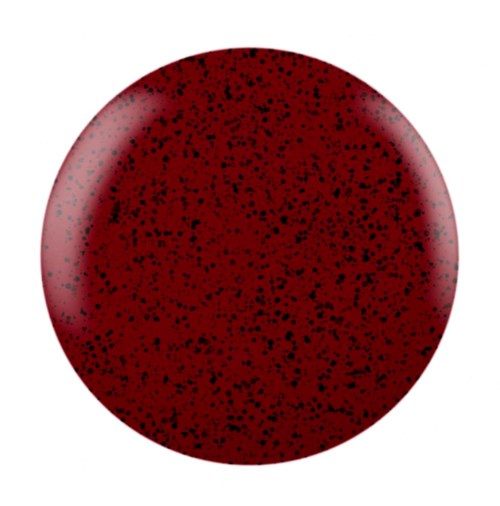 Ein roter Kreis mit schwarzen Flecken.
