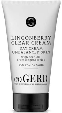 Lingonberry cream for unbalanced skin, made with seed oil, from Sweden, for day use, part of eco facial care.