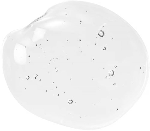 En klar design som viser en dråpe eller boble med små bobler inni, den er gjennomsiktig og rund.