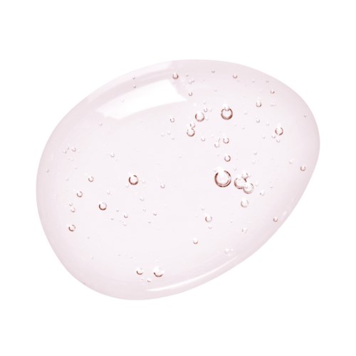 A clear gel with small bubbles inside, smooth and shiny surface, appears transparent and glossy.