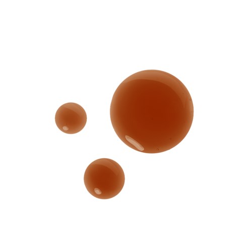 Drie bruine bollen van verschillende grootte op een witte achtergrond.