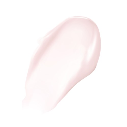 En liten mängd ljusrosa och vit kräm eller lotion på en vit bakgrund.