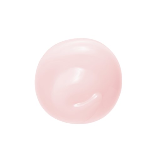 Een roze, glanzende, ronde voorwerp dat glad en glanzend lijkt, zoals een parel of glasparel.