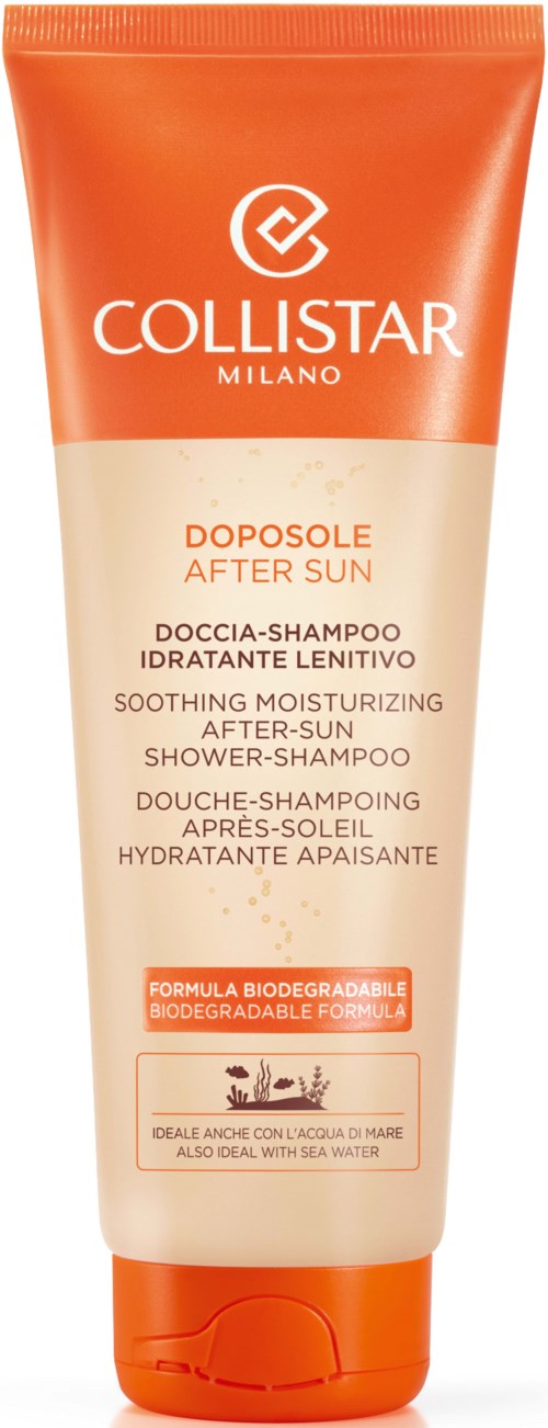 Collistar Milano After Sun Dusch-Shampoo, beruhigend und feuchtigkeitsspendend, biologisch abbaubare Formel, ideal nach Sonne, mit Meerwasser.