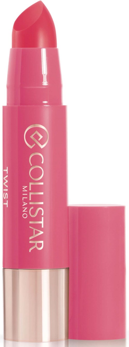 Rosa Lippenstift mit Markenname Collistar und Milano, und der Deckel ist entfernt.