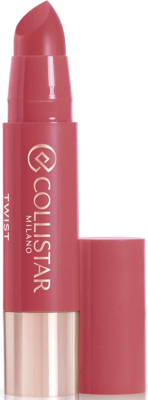 Rote Lippenstift-Hülse mit Deckel, beschriftet "Collistar Milano Twist."